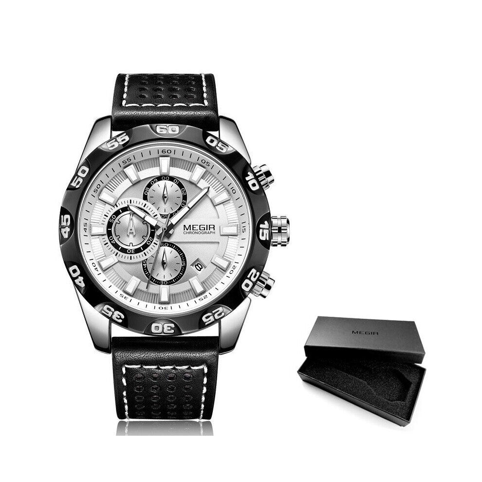 Mens Watches Top LuxuryChronograph Sport Quartz Watch Men Clock Leather Wristwatches Relogio Masculino Reloj Hombre