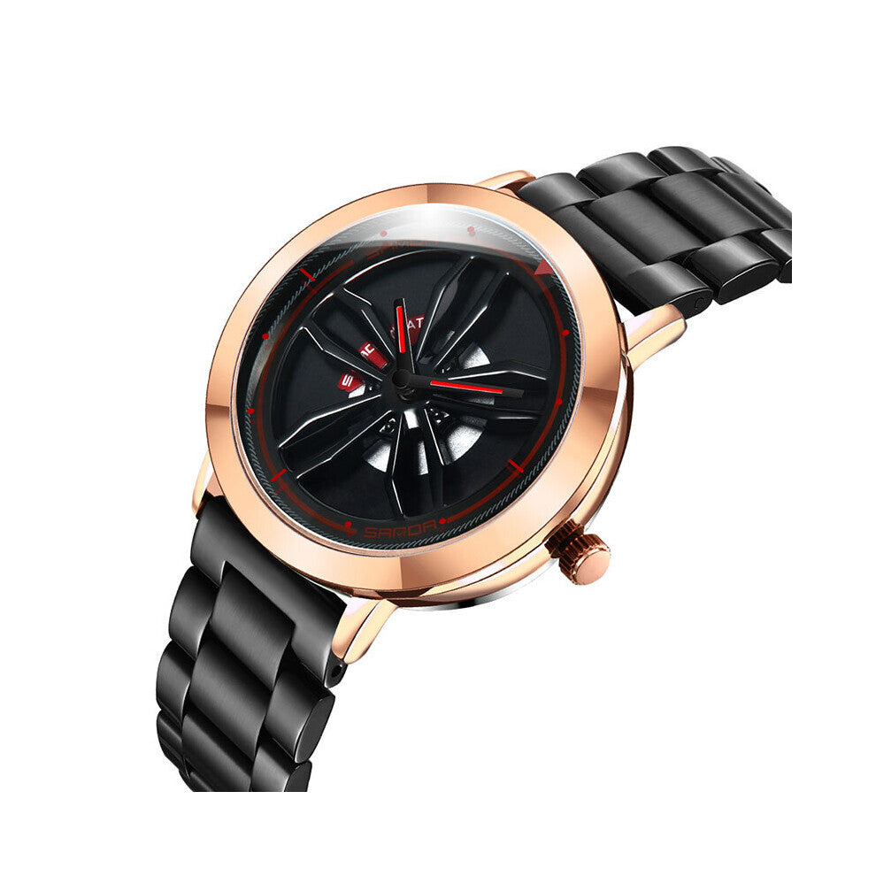 SANDA Top Quartz Watches Men Full Steel Clock Mens Automatic Army Watches Waterproof Calendar Wristwatches