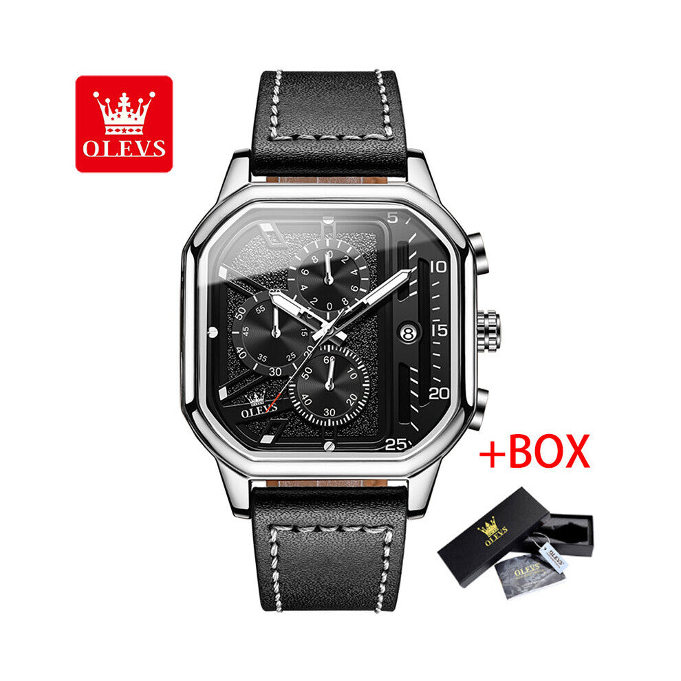 Top Men's Watches Square Quartz Wrist Watch Waterproof Chronograph Men Watch with Date Luminous Hands