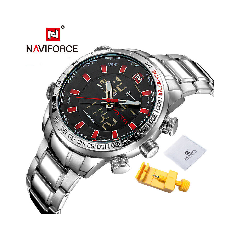 Mens Watches Military Sports Luminous Chronograph Wristwatch Waterproof Steel Strap Clock Male Relogio Masculino