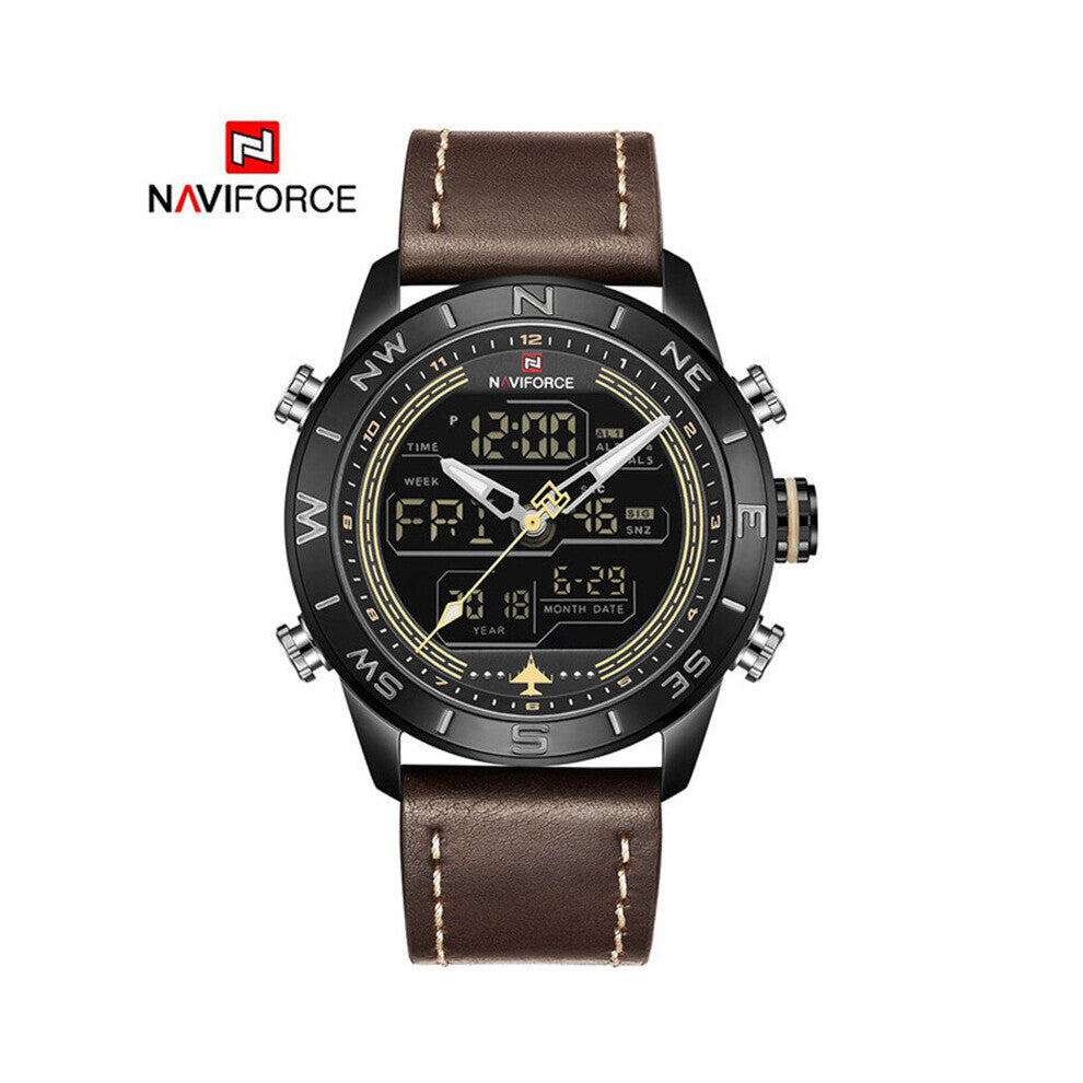 9144 Watch Men Sport Men Watches LED Digital Quartz Watch Military Leather Analog Clock Relogio Masculino