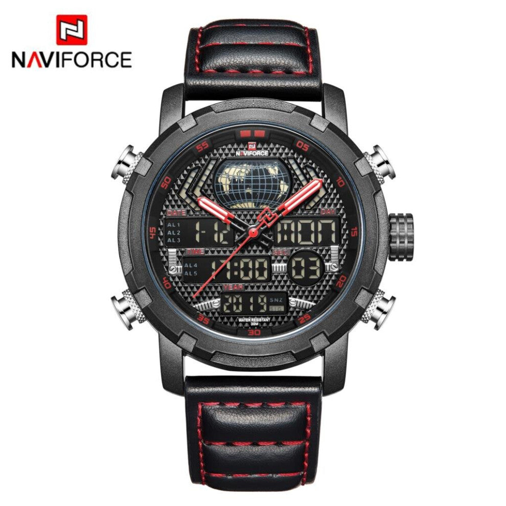 Men's Sport Watch Men Leather Waterproof Quartz Watches Male Date LED Analog Clock Relogio Masculino