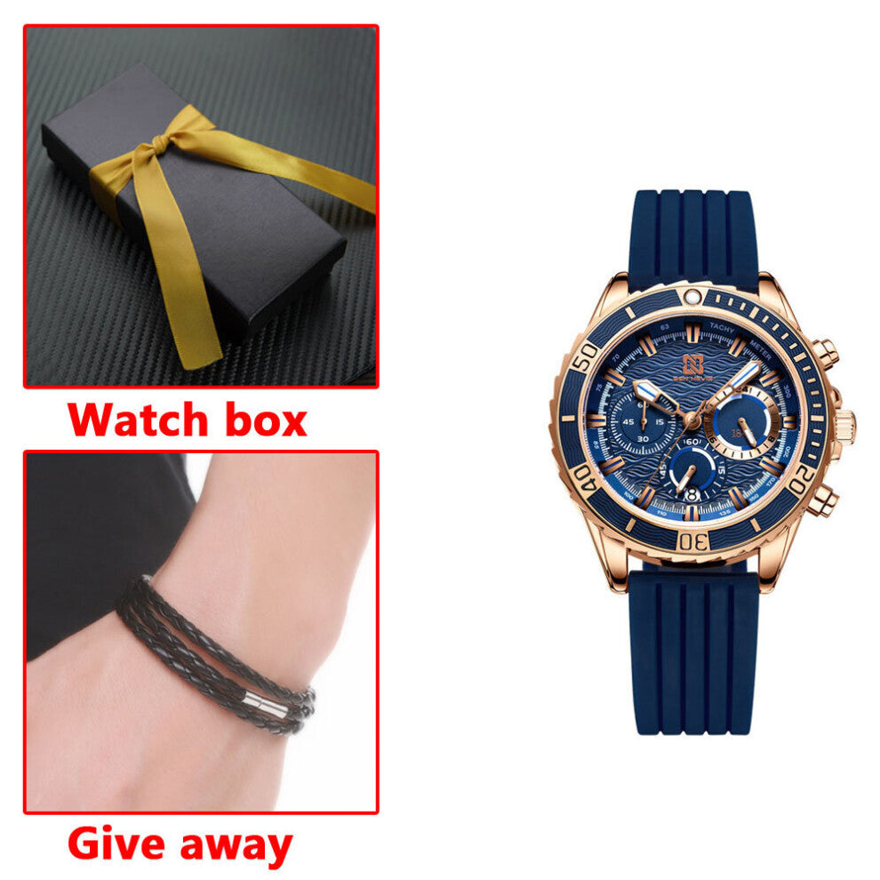 Relogio Masculino Large Dial Quartz Waterproof Men's Watch Casual Rubber Strap Calendar Military Sports Watches