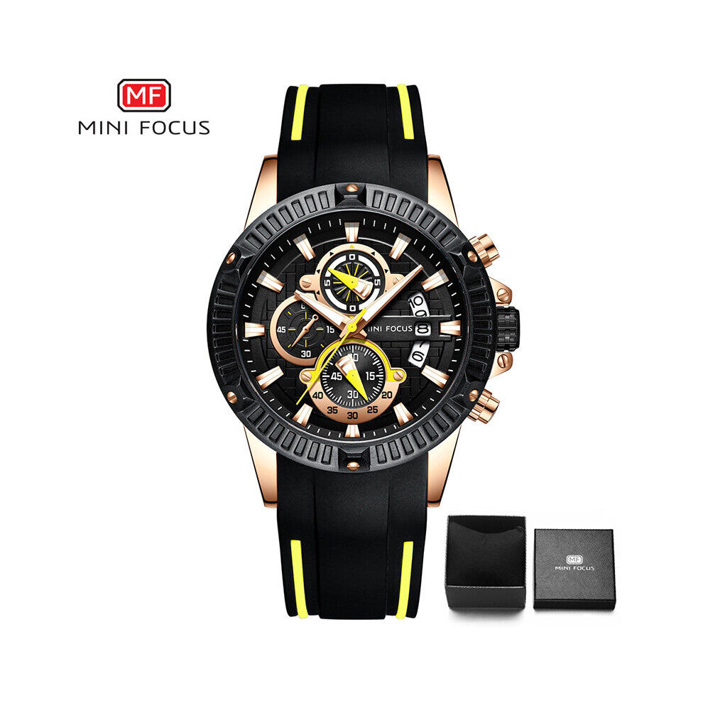 Waterproof Watches For Men Sport Watch Rubber Auto Date Display Calendar Function MINI FOCUS