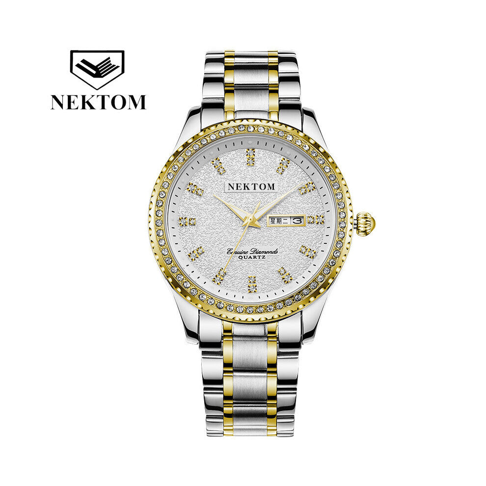 Mens Masculino Watches Waterproof Chronograph Full Diamond Watches Full Steel Quartz Men's Watch