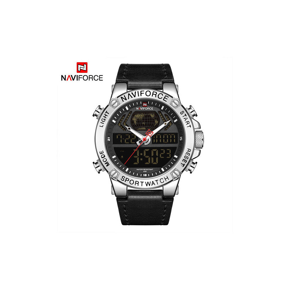 Men Watches Quartz Watch Leather Waterproof Military Dual Display Clock For Male Relogio Masculino