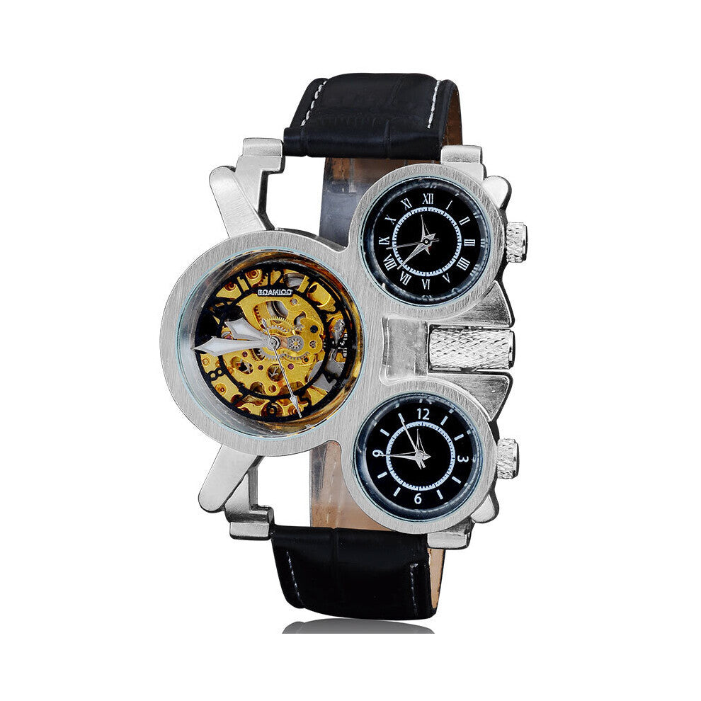 watches men steampunk sports watches automatic mechanical Quartz Watch leather band wristwatches