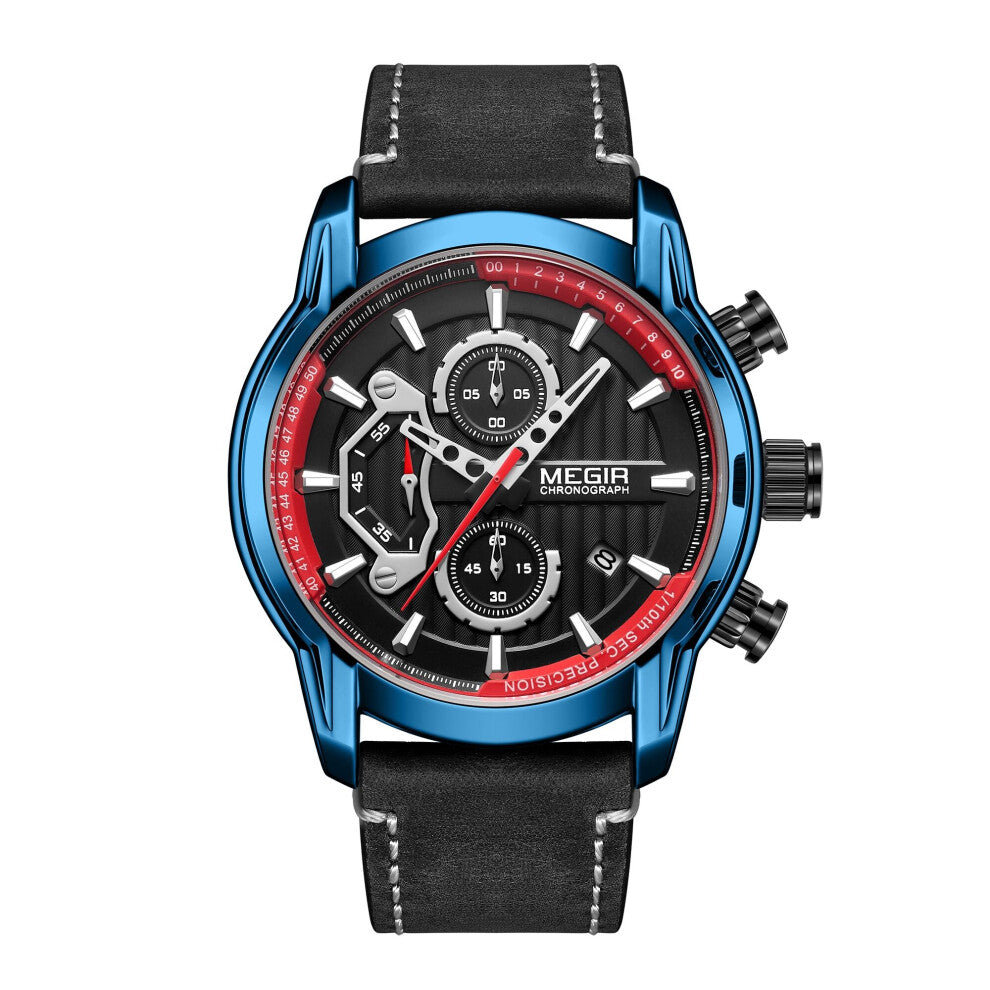 Men Watches Waterproof Luminous Sports Wrist Watch Man Leather Chronograph Quartz Wristwatch Reloj Hombre 2104