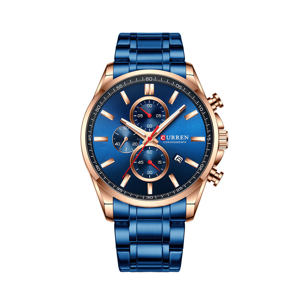 Top Men's Watches with Chronograph Male Clock Steel Sports Watch Men Quartz Wristwatch Relogio Masculino