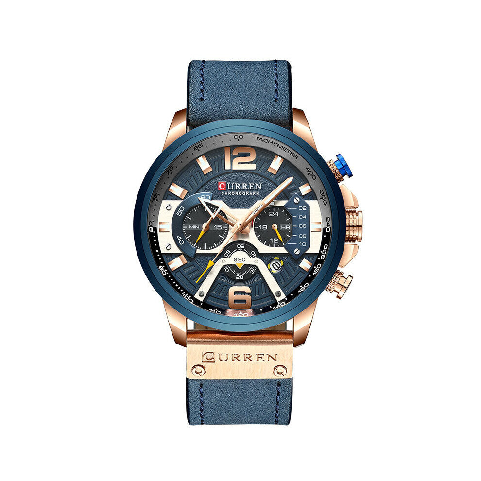 Men Watches Top Casual Sport Watch Mens Leather Quartz Wristwatch Chronograph Date Clock Relogio Masculino