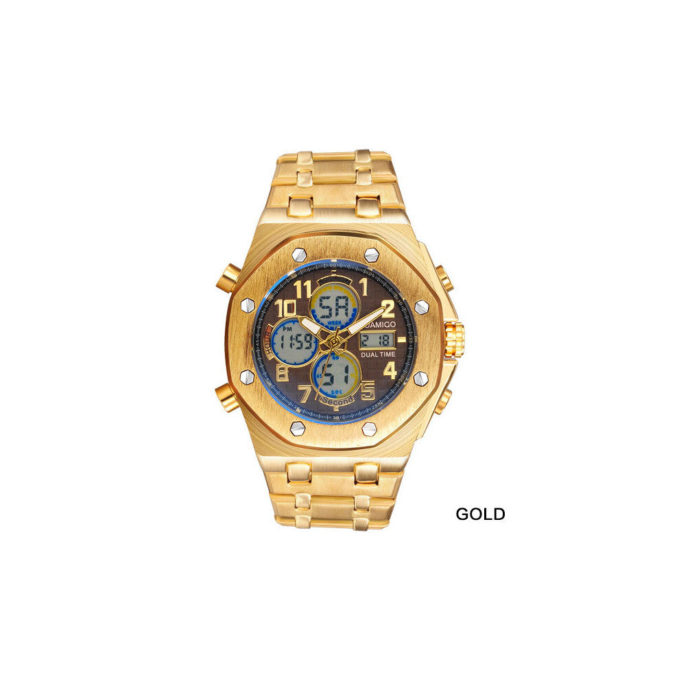 watches men sports watches dual display digital quartz watches stainless steel band wristwatches Relogio Masculino