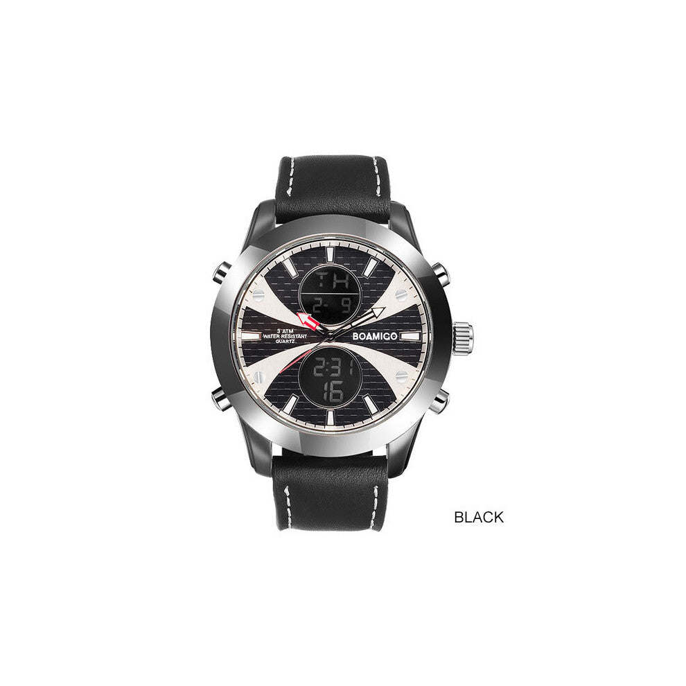 Men Sports Watches Watches Orange Leather Quartz Wristwatches 30M Waterproof Clock Reloj Hombre