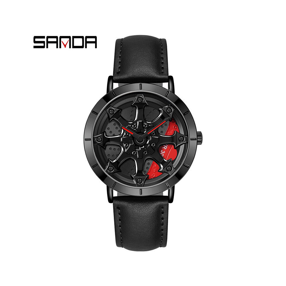 Mens Watches 360 Rotating Car Wheel Dial Quartz Watch Men Casual Mesh Steel Waterproof Sport Watch Relogio