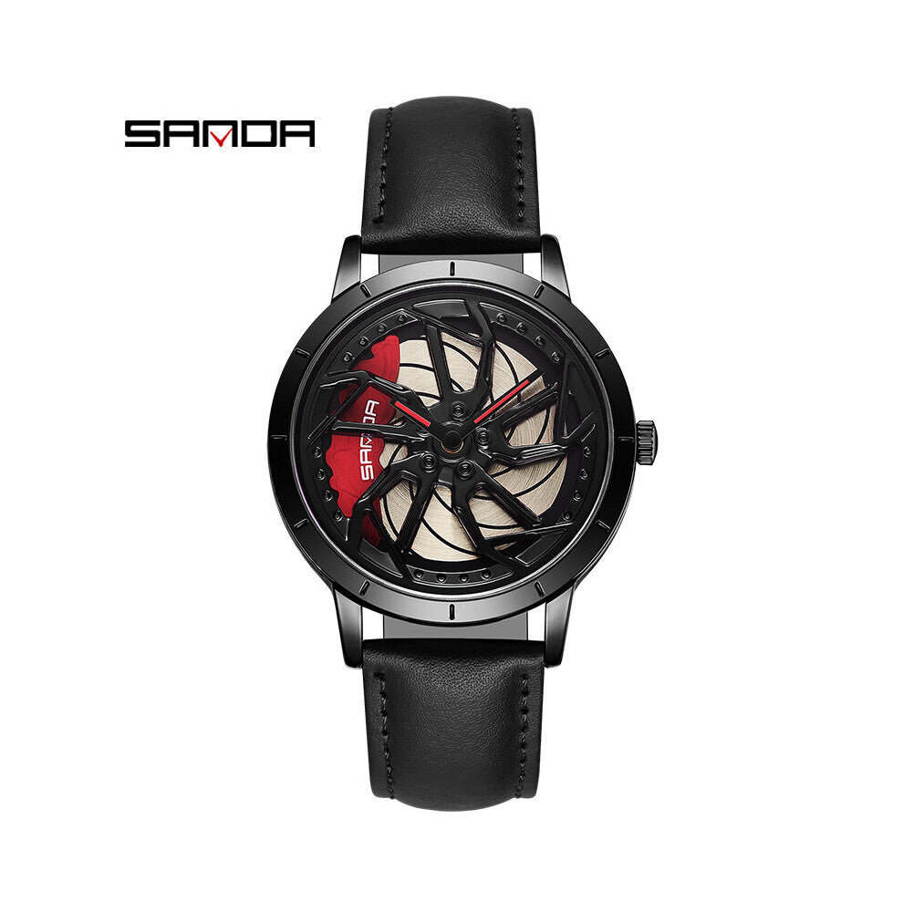 Mens Watch 360 Rotating Car Wheel Dial Men Stainless Steel WristWatch Men's Casual Waterproof Quartz Watches Relogio