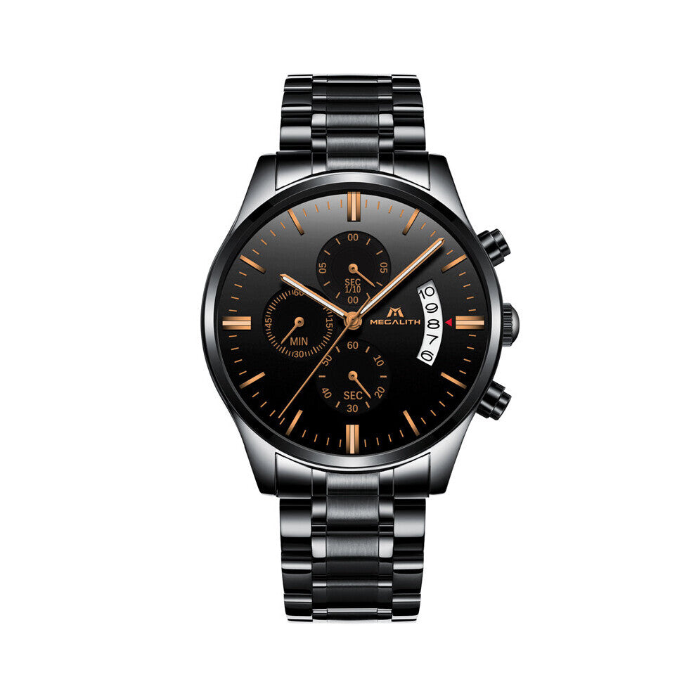 Stainless Steel Watch Men Waterproof Chronogra Quartz Watch For Men Date Calendar Military Sports Wrist Watches