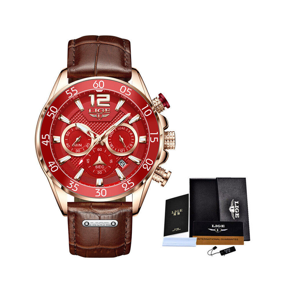 Leather Belt Diver Watch Men Top 30M Waterproof Casual Automatic Date Quartz Wrist Watch Men Relogio+Box