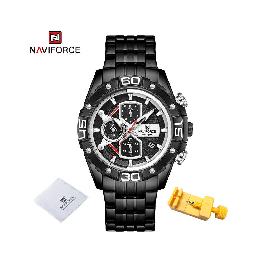 Watches Mens Stainless Steel Quartz Watches Military Sport Waterproof Chronograph Wrist Watch Calendar Male Clock