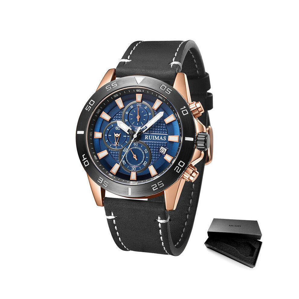 Quartz Men Watches Leather Chronograph Watch Clock for Gentle Men Male Students Reloj Hombre 572