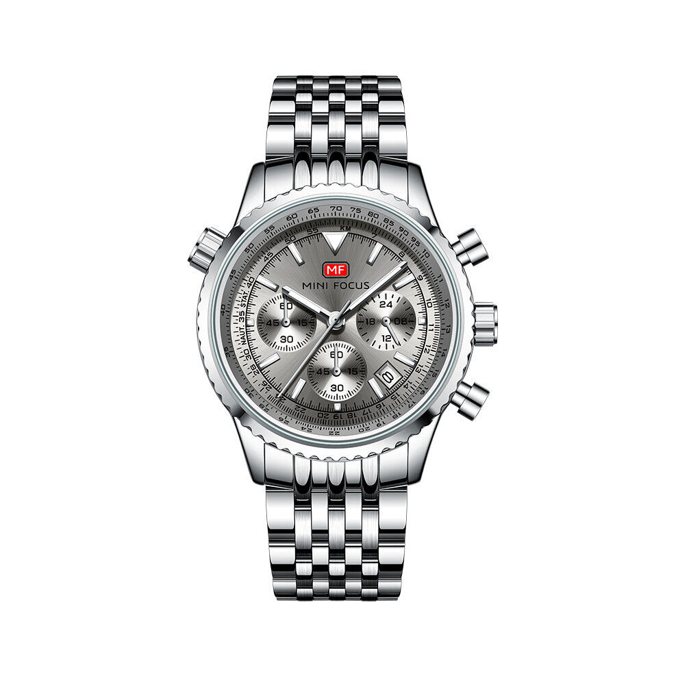 Watch For Men Top Waterproof Multifunction Sport Quartz Wrist Watches Stainless Steel Strap Luminous Hands