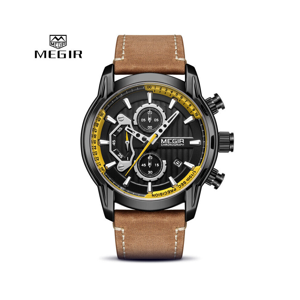 Men's Watch Men Quartz Sport Watches Casual Leather Waterproof Chronograph Man Military Clock