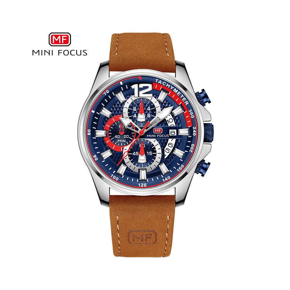 Watches For Men Top Quartz Casual Wrist Watch Brown Leather Strap Chronograph Relogio Masculino Wristwatch