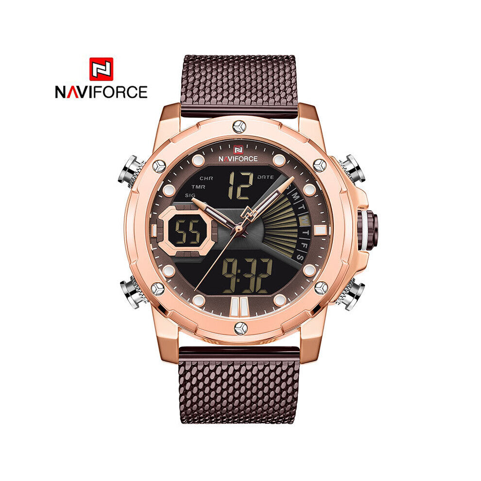 Mens Watches Military Digital Sport Quartz Steel Band Wristwatch Waterproof Analog Clock Relogio Masculino