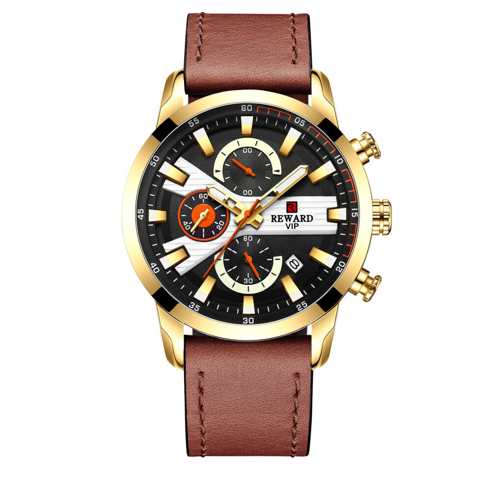 Watches Mens Leather Watch Men Waterproof Quartz Wristwatch Sports Chronograph Clock Relogio Masculino