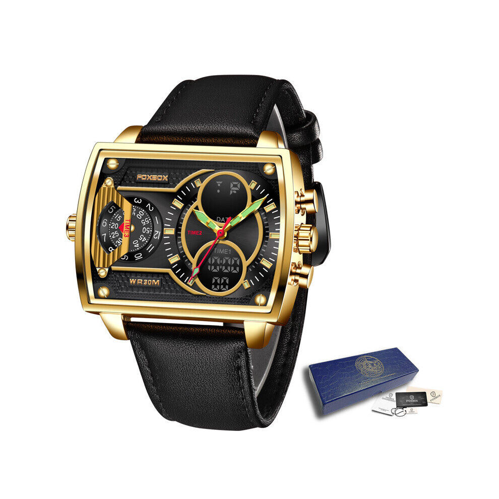 Mens Watches Square Digital Sports Quartz Wrist Watch for Men Waterproof Dual Display Clock Relogio Masculino