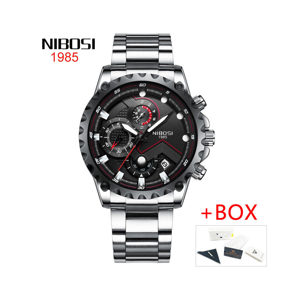 Sport Mens Watches Top Stainless Steel Waterproof Big Dial Quartz Watch Men Military Chronograph Wristwatch
