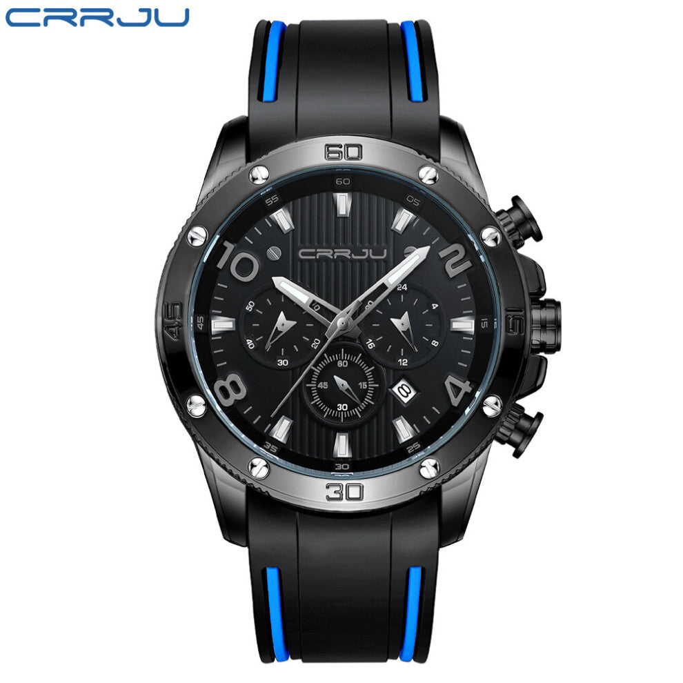 Top Men's Watch Chronograph Outdoor Sports Waterproof Watches Luminous Display Quartz Rubber Clock Relogio Masculino
