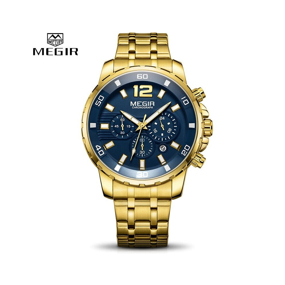 Sport Watch Men Stainless Steel Quartz Wristwatch Military Chronograph Clock Business Casual Waterproof Watches