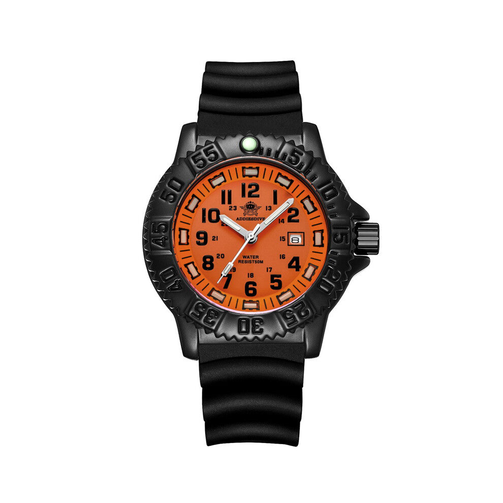 ADDIESDIVE Classic Quartz Watch Men Orange Men's Watches High Luminous Wristwatch 50M Waterproof Male Wristwatch