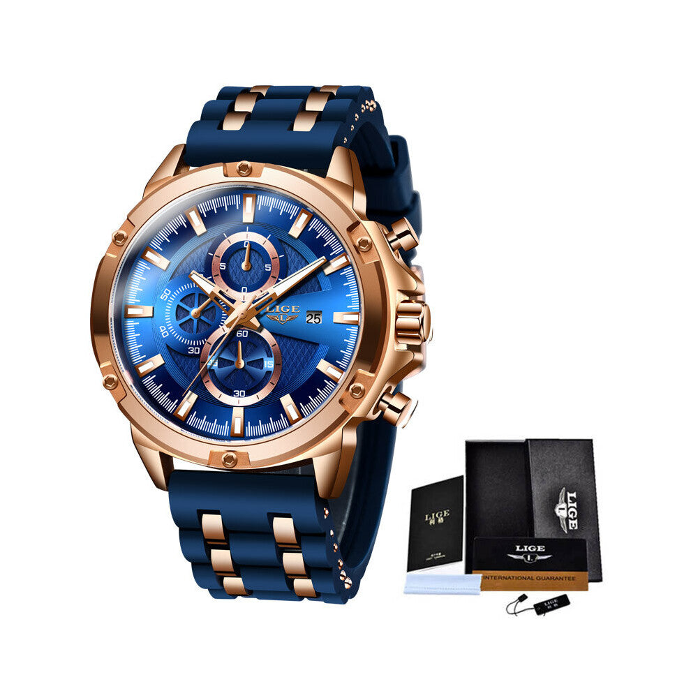 Mens Watches Multi-function Watch For Men Waterproof Luminous Calendar Quartz Clock Relogio Masculino