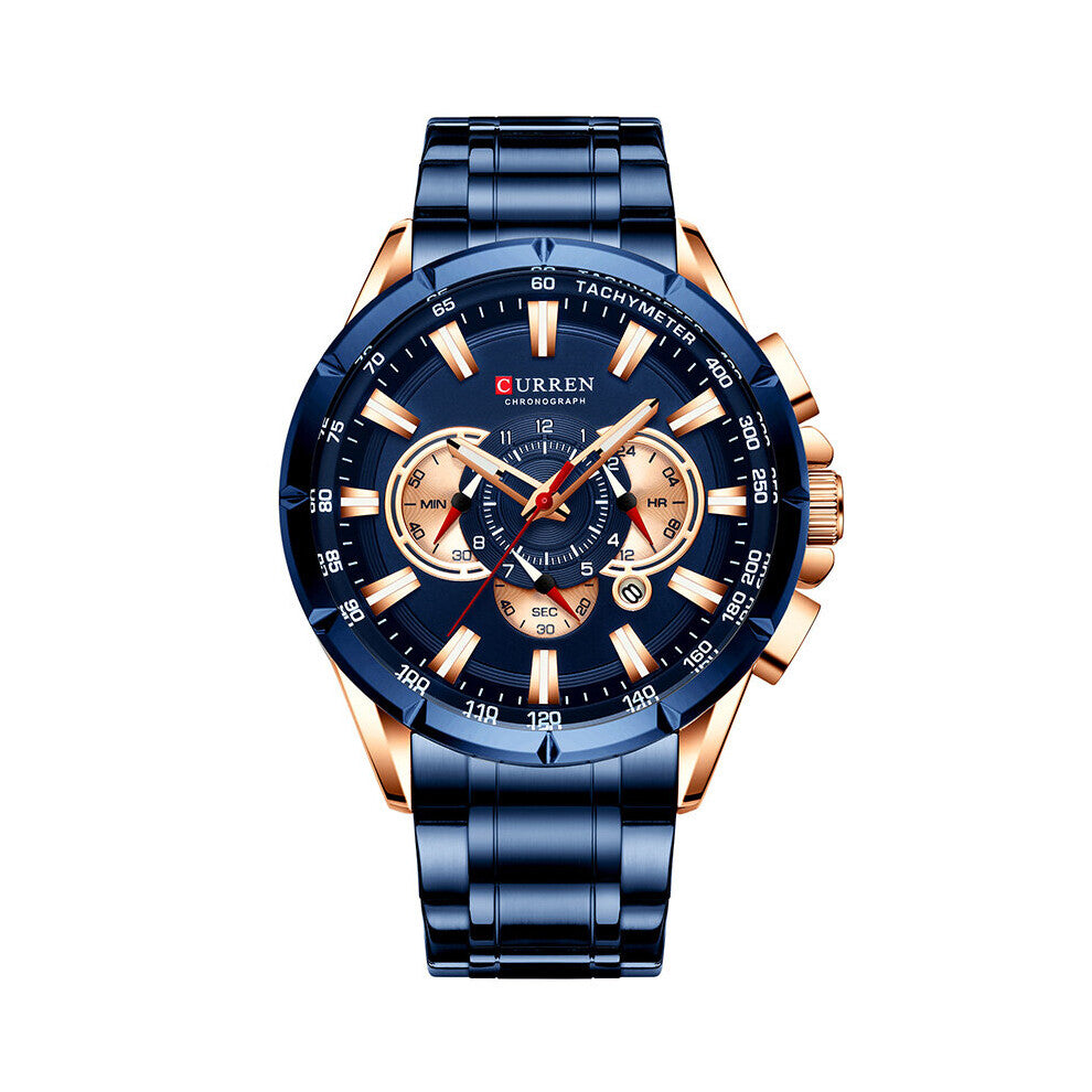 Relogio Masculino Mens Watches Top Steel Business Quartz Watch Men Waterproof Male Wristwatch Chronograph