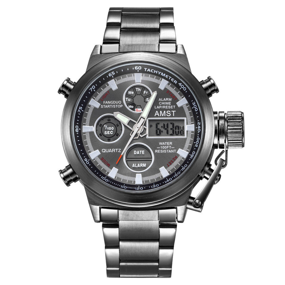 Famous Men Waterproof Full Steel Watches Men's Quartz Analog LED Clock Male Sport Wrist Watch Relogio Masculino