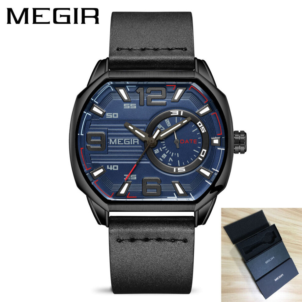 Creative Square Sports Quartz Watch Men Waterproof Luminous Date Leather Mens Watches Top Wristwatch