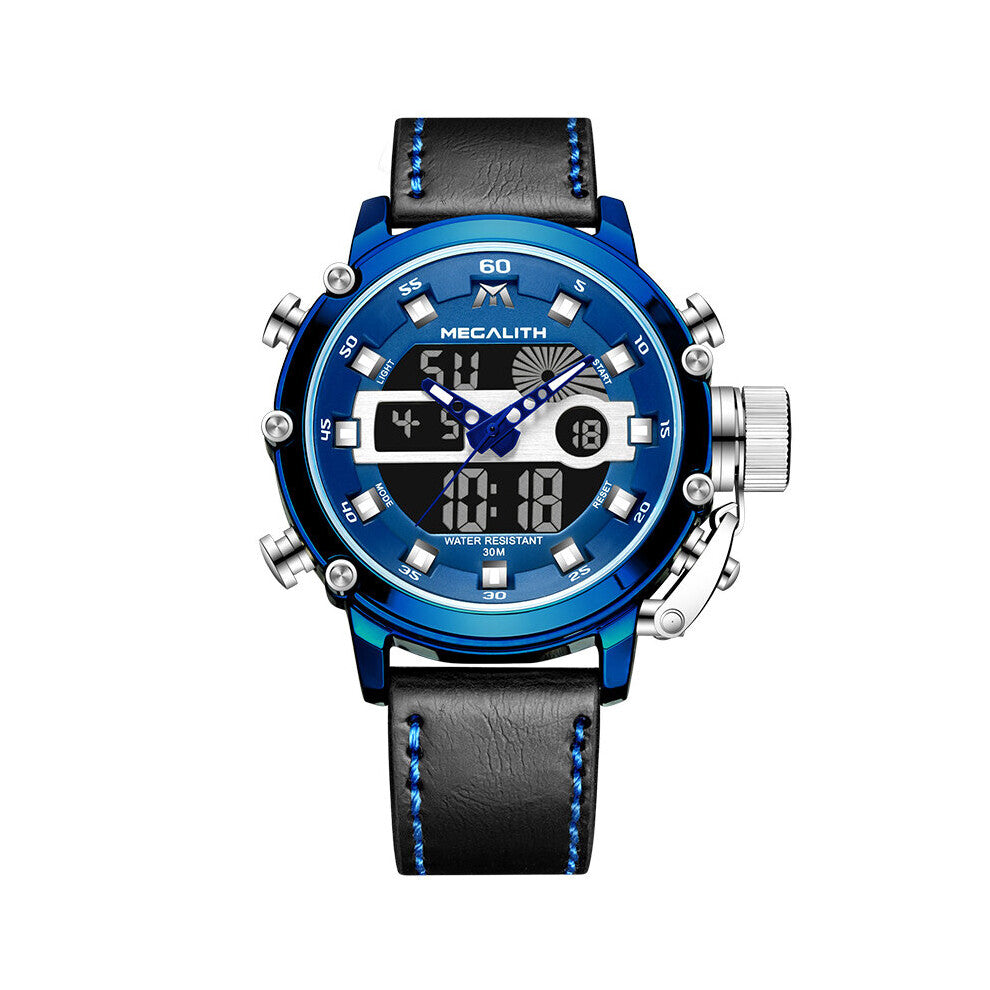 Case Men Watches Sports Quartz Watch Men Multifunction Waterproof Backlight Wristwatch Men Dual Dispay Clock Man