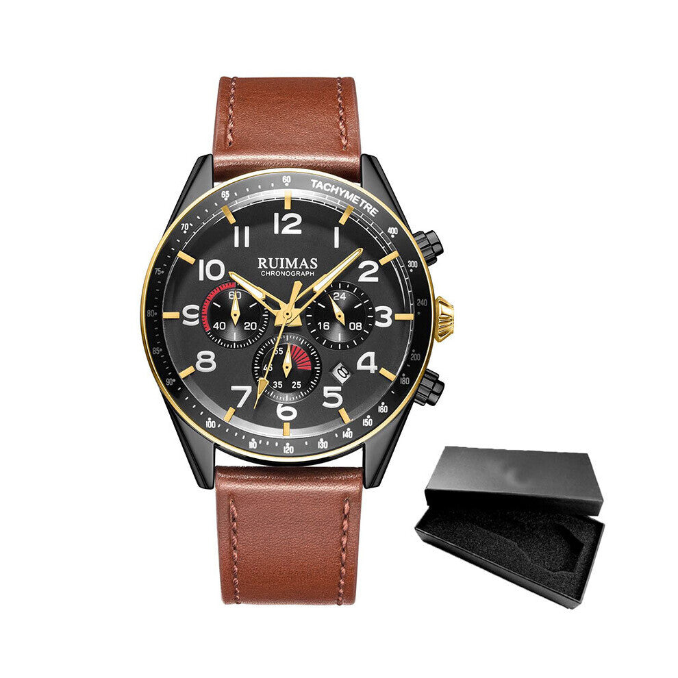 Men Watch Sports Quartz Watches Mens Leather Waterproof Chronograph Clock Business Relogio Masculino