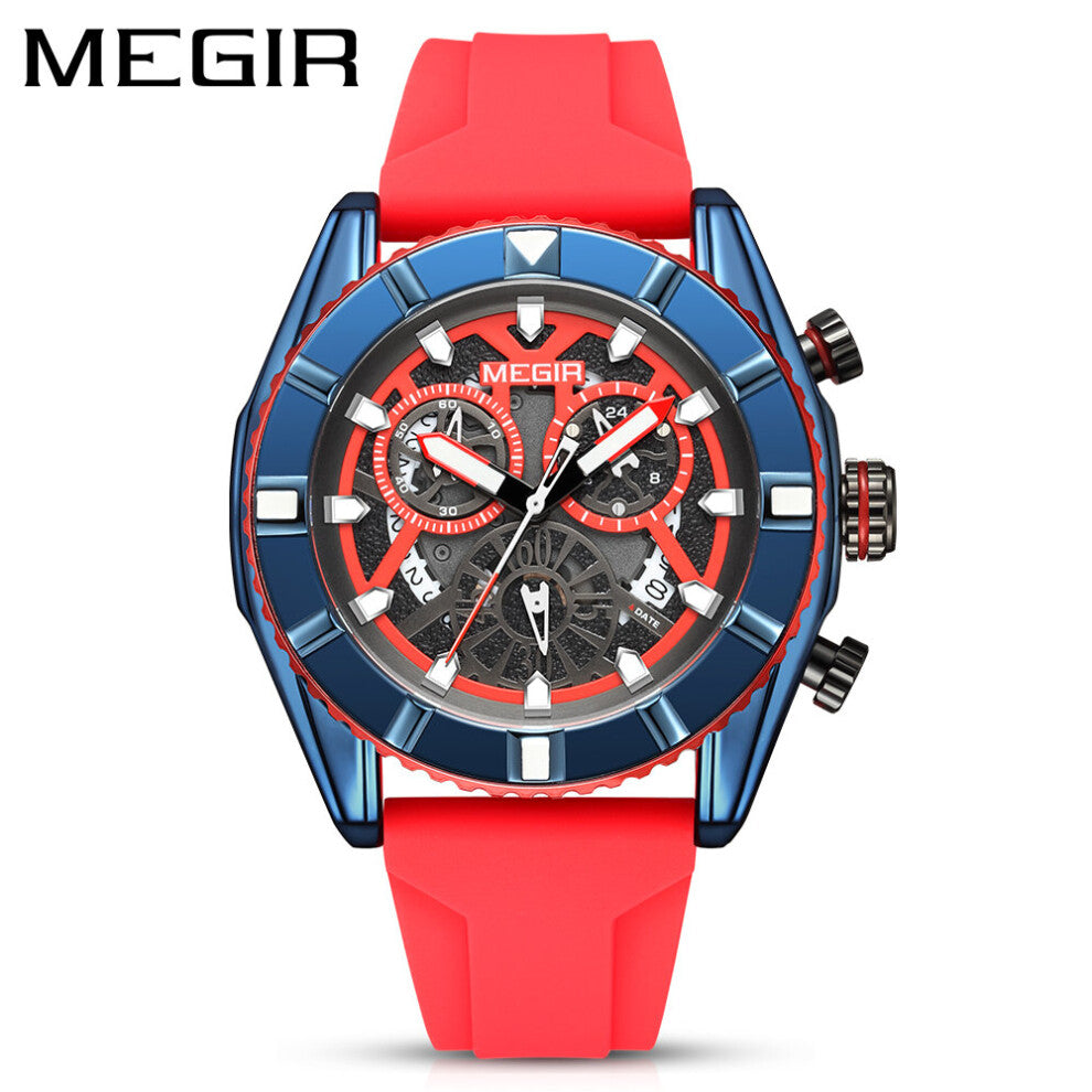 Top Mens Sport Watches Luminous Waterproof Calendar Chronograph Silicone Multifunctional Quartz Wrist Watches 2209
