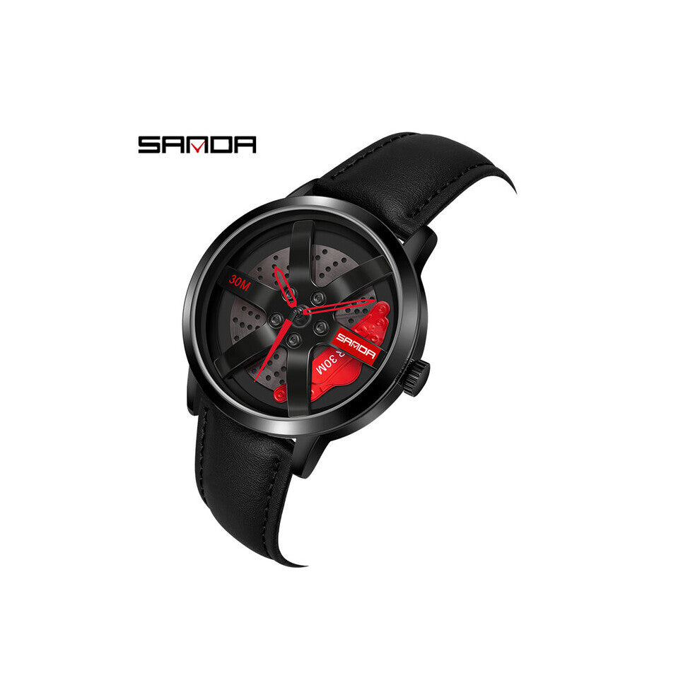 Wheel Series Dial Men Watches Waterproof Quartz Movement Wristwatch Casual Leather Watch Relogio Masculino P1075