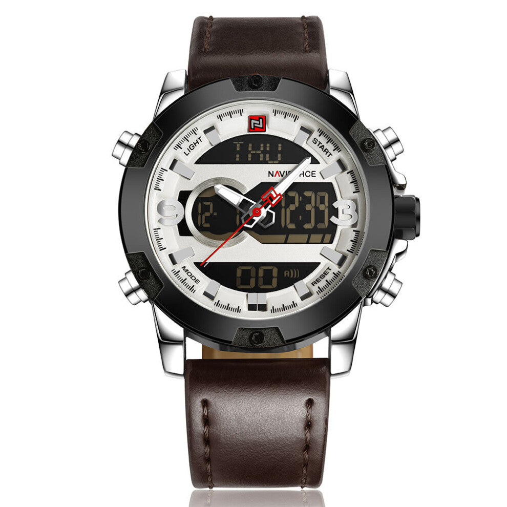 9097 Men Analog Digital Leather Sports Watches Men's Army Military Watch Clock Man Quartz Relogio Masculino