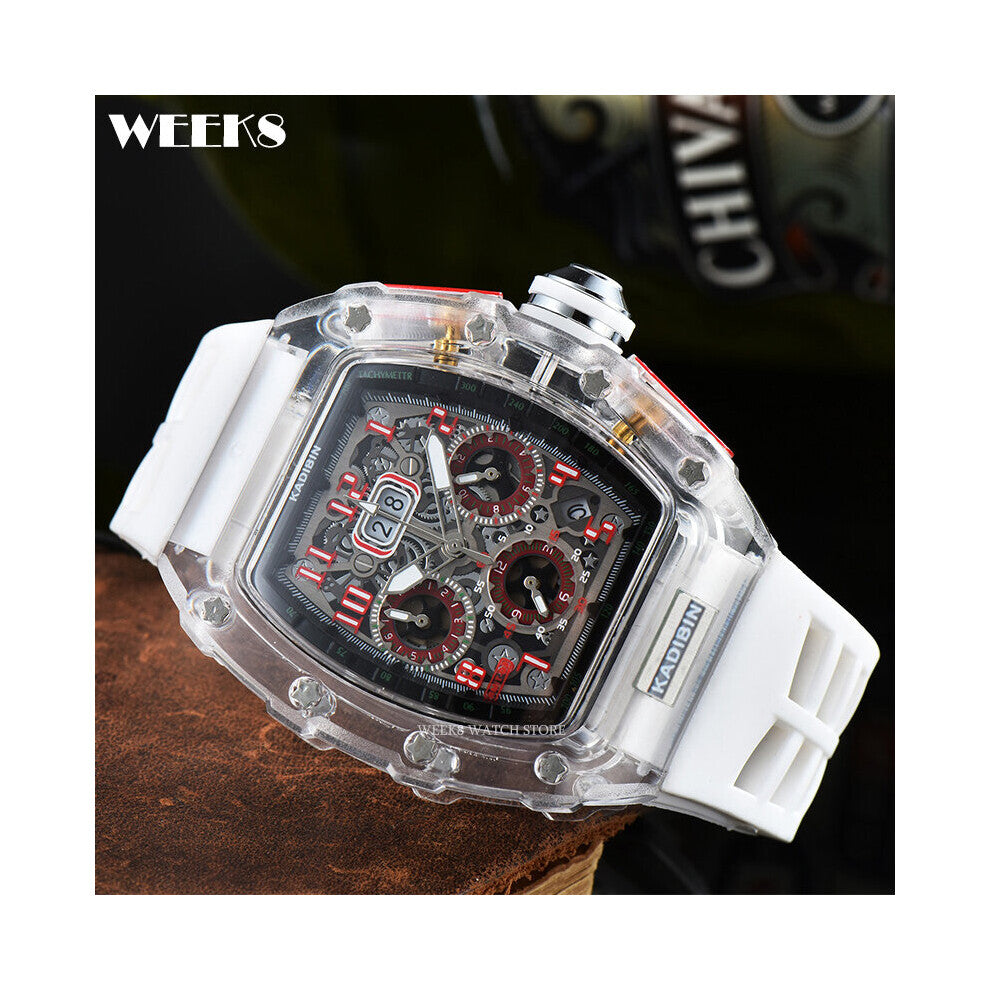 Top Military Watch for Men Transparent Case Chronograph Silicone Sports Watches Male Steampunk Clock Reloj Hombre