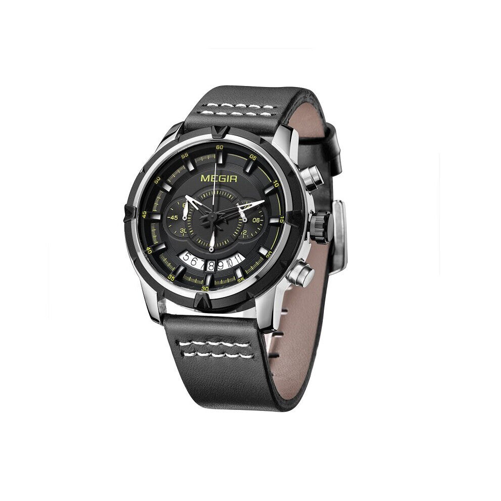 Sport Men Quartz Watch Multifunction Chronograph Wrist Watches Clock Men Relogio Masculino with Leather Strap 2047