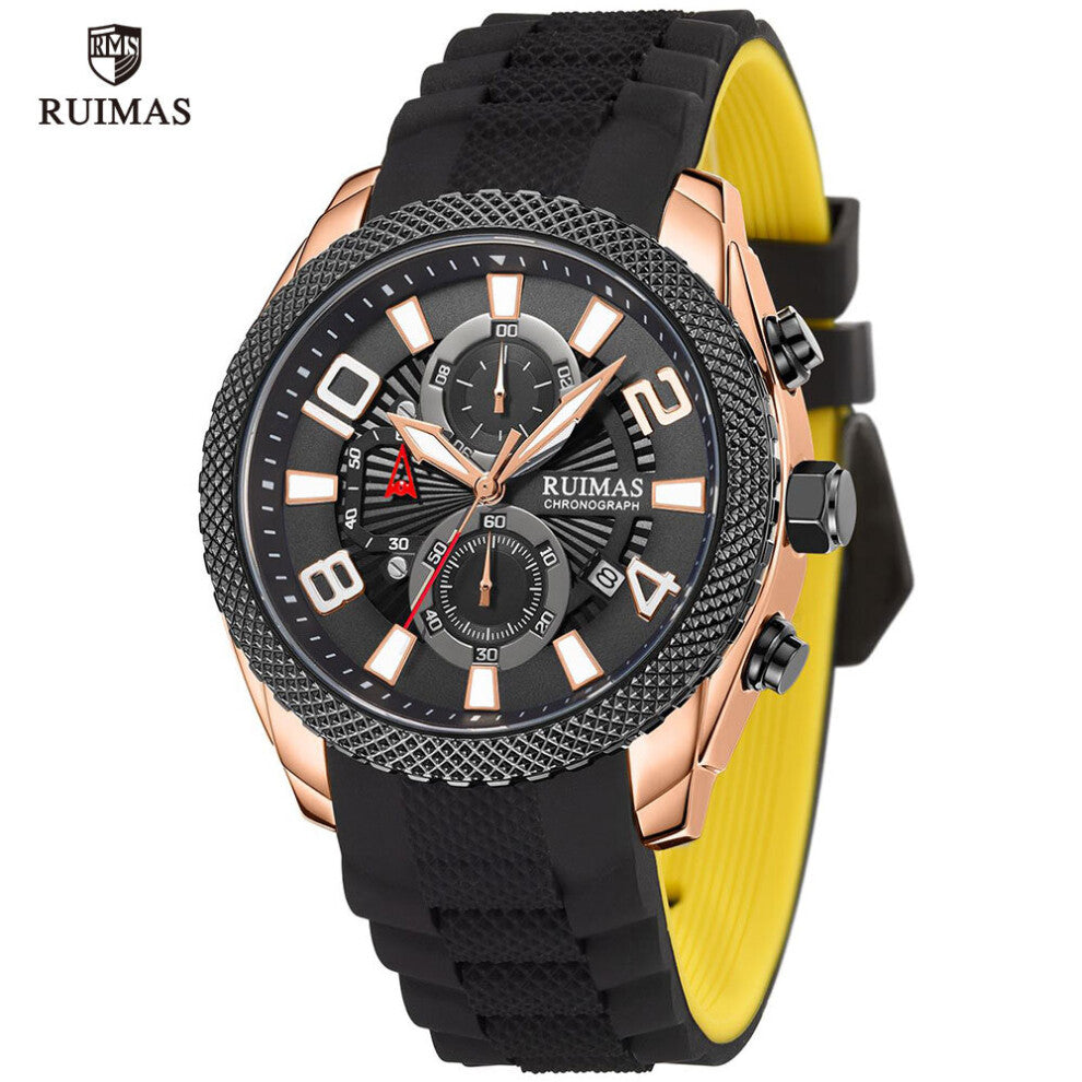 Military Sport Wristwatch Man Top Chronograph Quartz Watches Men Waterproof Silicone Watch Luminous 584