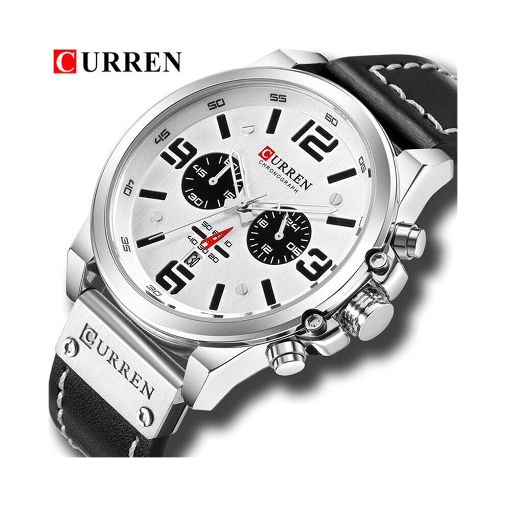 est Watches Men Waterproof Sport Chronograph Wristwatch Quartz Military Leather Clock Relogio Masculino