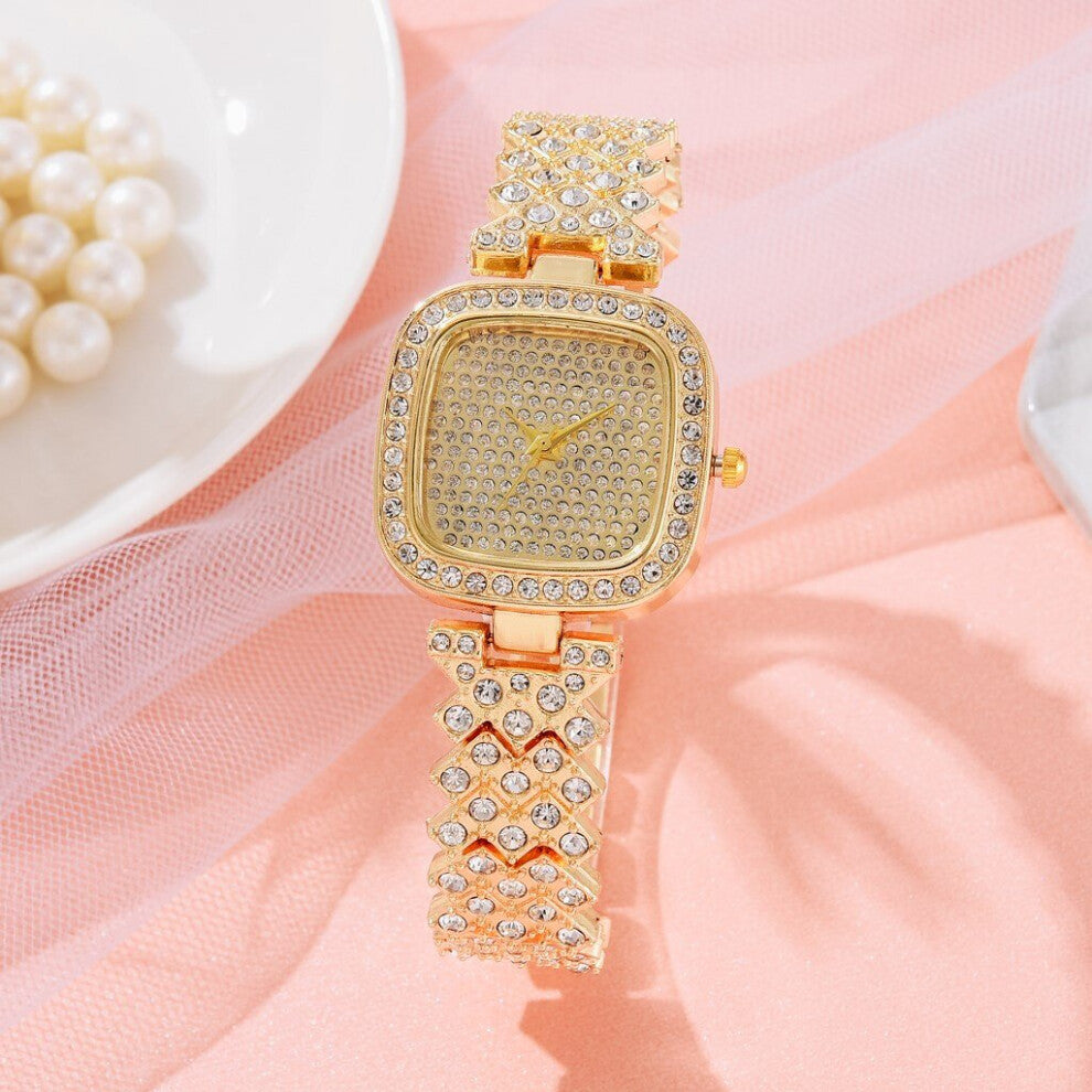 2pcs Set Quartz Watch Full Diamond Ladies Bracelet Watches Women Female Clock Relogio Feminino