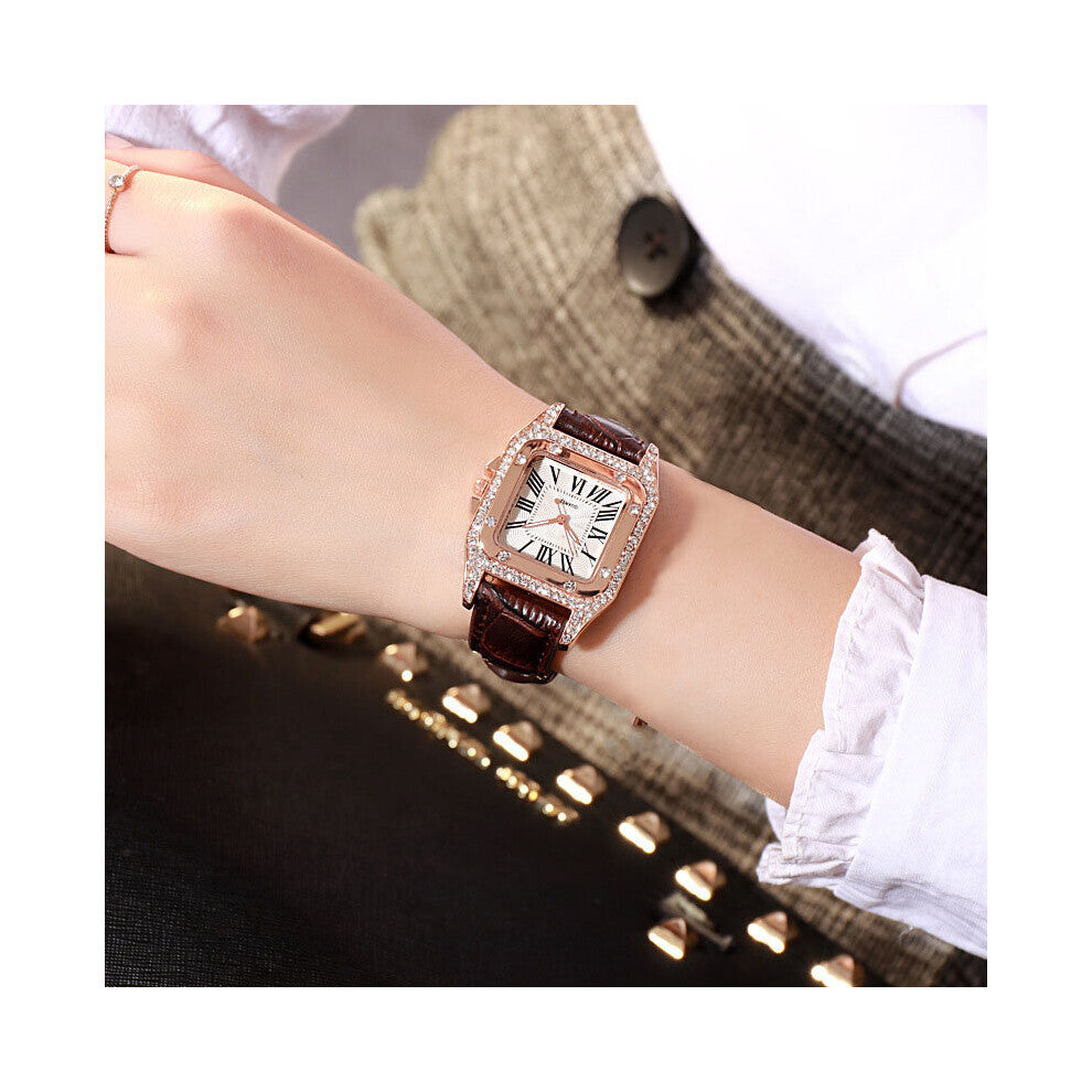 Women Watches Diamond Lady Bracelet Watch Leather Band Quartz Wristwatch Clock Montre Femme Relogio Feminino