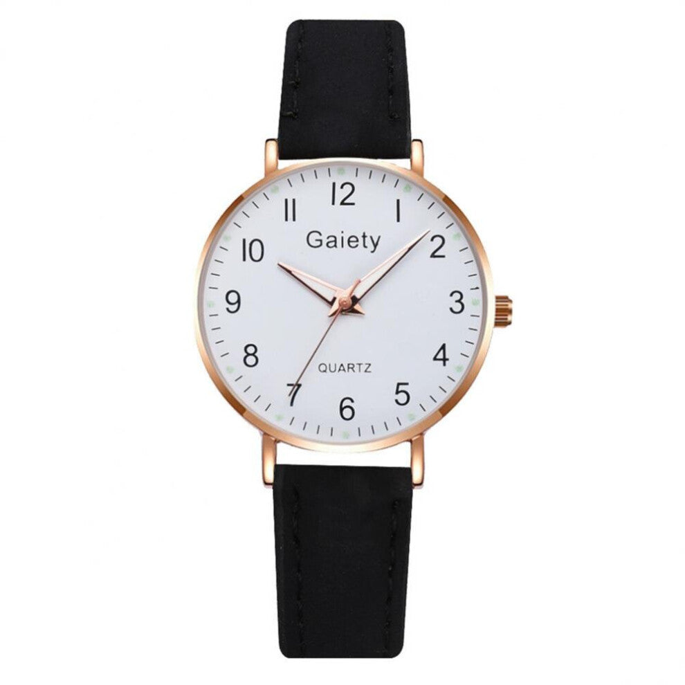 Women Numbers Dial Bracelet Watches Set Casual Leather Quartz Wristwatch Clock Luminous Ladies Dress Watch