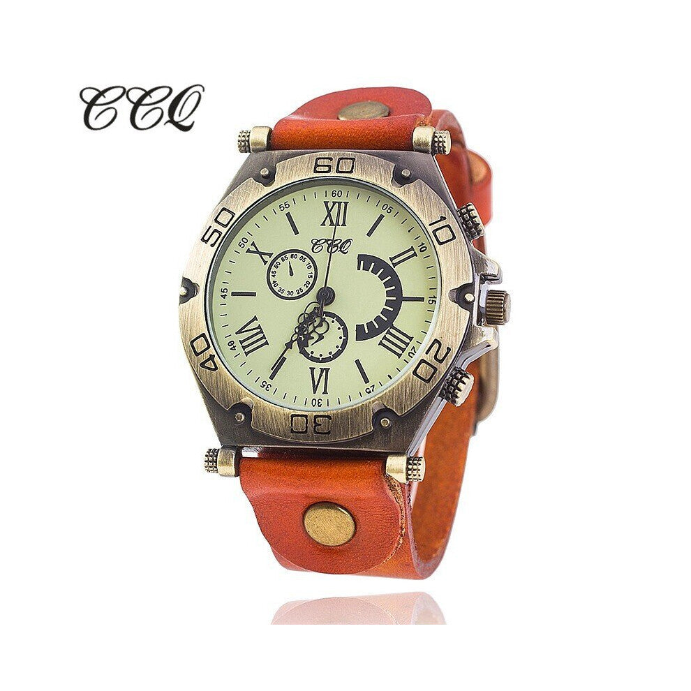Vintage Cow Leather Bracelet Watch Casual Women WristWatch Quartz Watch Relogio Feminino 1822
