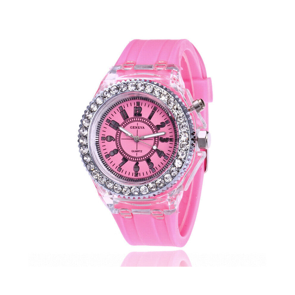 Rhinestone Women's Watches Luminous Female Quartz Wrist Watches Colorful Boys Girls Bracelet Watch montre fille